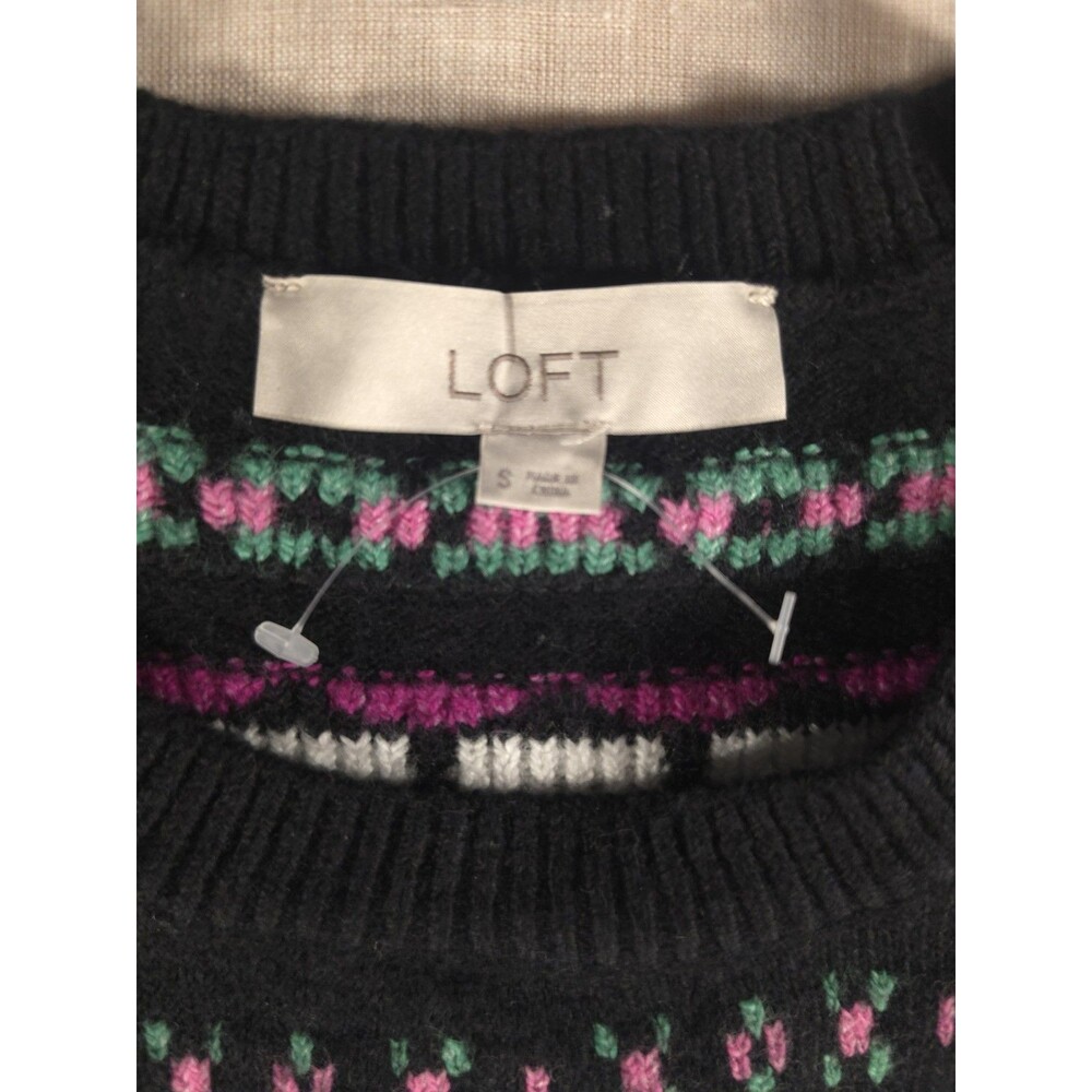 NWT Loft Fair Isle Puff Long Sleeve Sweater Size Small Cotton Blend - Picture 7 of 11